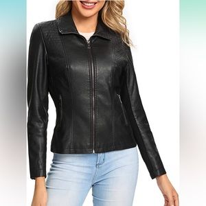 Women’s XXL Leather Jacket, Faux Motorcycle Biker Jacket